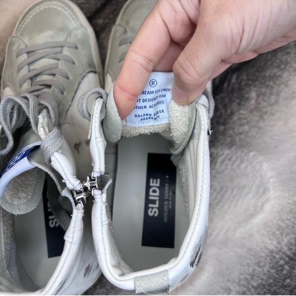 Golden Goose Mid Top Slide White Ice Mixed Leather Suede Sneakers - Picture 9 of 16